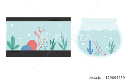 Set of aquariums. Vector illustration. Collection of aquariums for fish isolated on a white background. Set of aquariums. Vector illustration. Collection of aquariums for fish isolated on a white background. 119895259