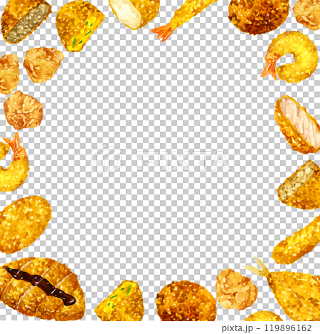 油炸食品框架手繪水彩插畫烹飪和食物背景素材 油炸食品框架手繪水彩插畫烹飪和食物背景素材 119896162