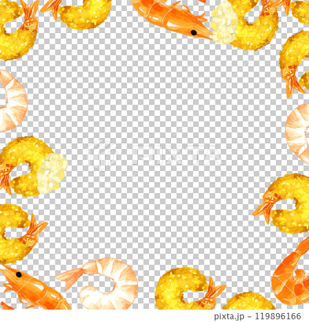 烹飪前的炸蝦和蝦框架。 119896166