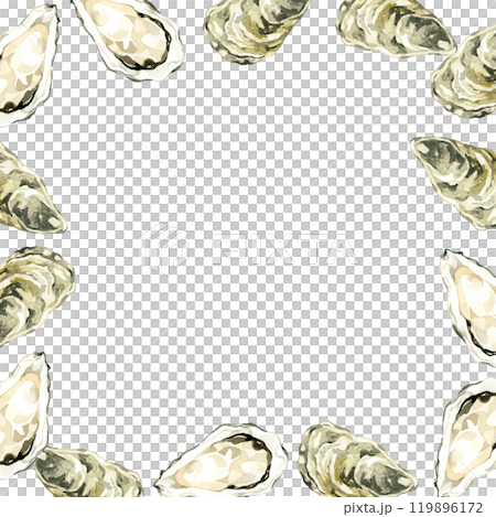 牡蠣のフレーム 料理・食べ物の手描き水彩イラスト背景素材 牡蠣のフレーム 料理・食べ物の手描き水彩イラスト背景素材 119896172