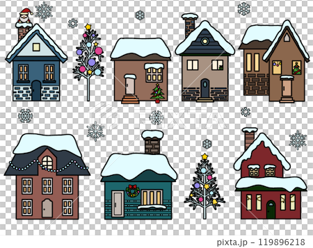 Seamless pattern of buildings〈Christmas〉(with outline) C-9 119896218