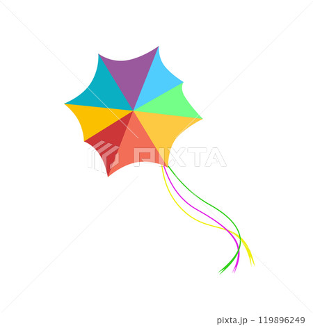 Flying kite rainbow pattern isolated on white background 119896249
