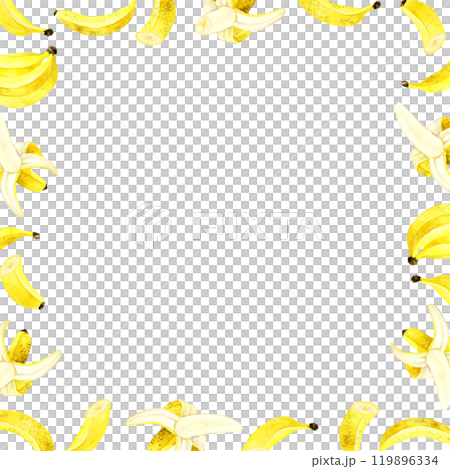 バナナのフレーム　フルーツの手描き水彩イラスト背景素材 119896334