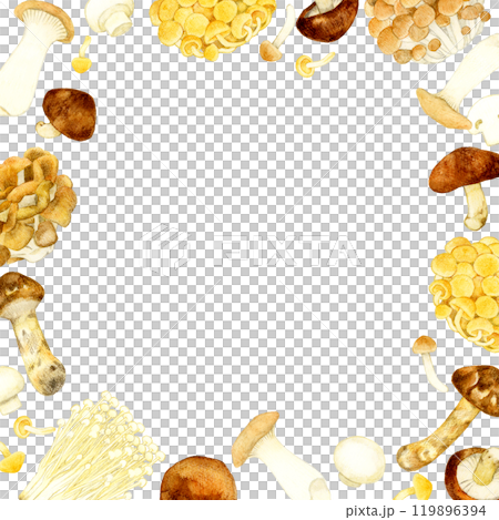 Edible mushroom frame Vegetable hand-drawn watercolor illustration background material Edible mushroom frame Vegetable hand-drawn watercolor illustration background material 119896394