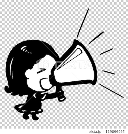 Speak loud monochromatic icon illustration, black and white speaker icon, shout out loud outline and white color 119896965