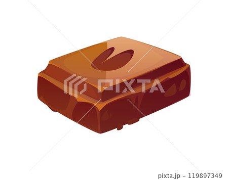 Chocolate bar or candy confection and cocoa sweet dessert, vector icon. Chocolate confection and confection dessert icon of dark or milk chocolate bar with truffle, nougat or caramel filling 119897349