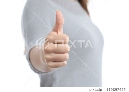 Woman hand gesturing thumbs up 119897435