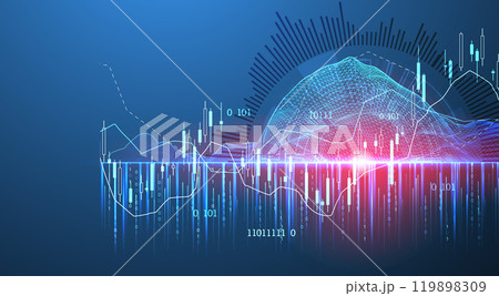 Financial trade concept. Stock market and exchange. Candle stick graph chart. Hand drawn vector. 119898309