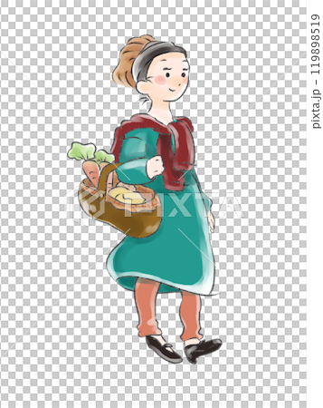 在回家的路上的婦女從購物 在回家的路上的婦女從購物 119898519