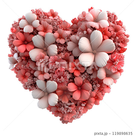 A heart-shaped arrangement of pink and white flowers, perfect for Valentine's Day or a romantic gesture. 119898635