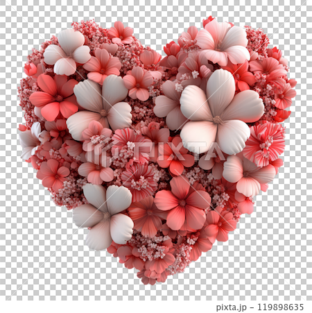 A heart-shaped arrangement of pink and white flowers, perfect for Valentine's Day or a romantic gesture. 119898635