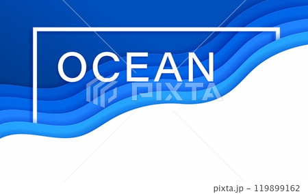 Paper cut blue sea wave banner with 3D layers on white background, vector poster. Paper cut abstract wavy cutout layers and color gradient for underwater or undersea marine empty blank background Paper cut blue sea wave banner with 3D layers on white background, vector poster. Paper cut abstract wavy cutout layers and color gradient for underwater or undersea marine empty blank background 119899162