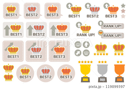 ランキングアイコン（シンプル かわいい）トロフィー  リボン メダル 表彰式 119899397