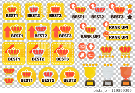 Ranking icons (watercolor, analog, hand-drawn, handwritten) Trophy Ribbon Medal Award Ceremony 119899399