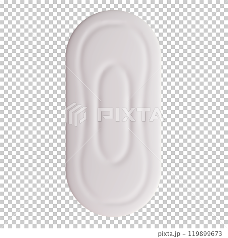 未使用的日間無羽毛衛生棉的 3D 插圖(前視圖) 未使用的日間無羽毛衛生棉的 3D 插圖(前視圖) 119899673