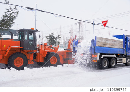ロータリー除雪車による排雪作業 ロータリー除雪車による排雪作業 119899755