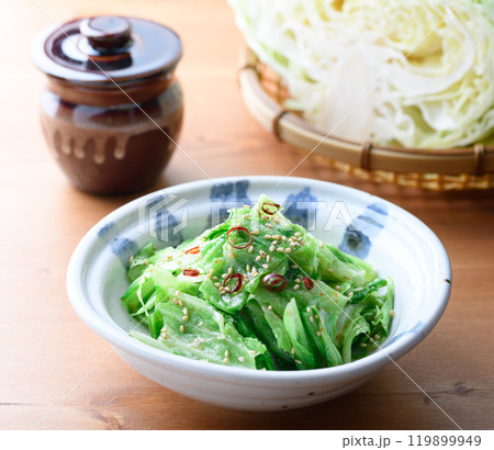 ちぎって和えるだけで包丁いらず！ 塩もみキャベツの旨だれあえ 119899949