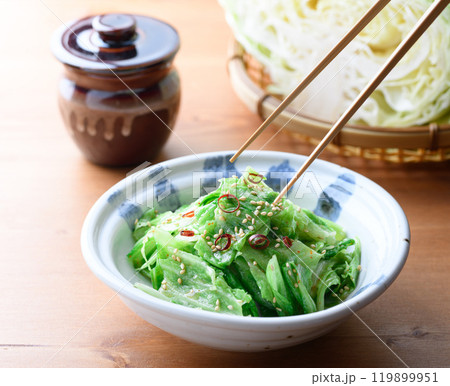 ちぎって和えるだけで包丁いらず！ 塩もみキャベツの旨だれあえ 119899951