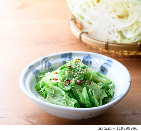 ちぎって和えるだけで包丁いらず！ 塩もみキャベツの旨だれあえ 119899960