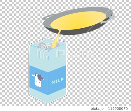 使用済みの食用油を新聞紙を詰めた牛乳パックに入れて捨てるイメージのイラスト 119900070