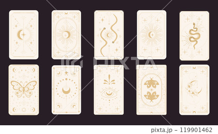 Tarot reverce border magic sacred frame gold line border celelstial mystery esoteric cover card decoration with snake stars and moon on dark background. Tarot reverce border magic sacred frame gold line border celelstial mystery esoteric cover card decoration with snake stars and moon on dark background. 119901462