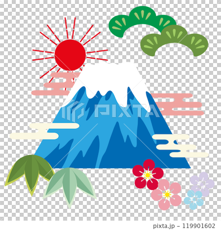 年賀状に使える日の出の富士山のイラスト 年賀状に使える日の出の富士山のイラスト 119901602