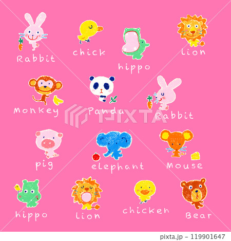 可愛い手描きの動物イラスト素材集, 119901647