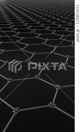 Graphene crystal lattice plane of hexagonal cells 3d illustration Graphene crystal lattice plane of hexagonal cells 3d illustration 119901651