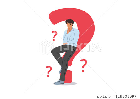 Man looking for answer to question and is considering options for solving problems that have arisen 119901997