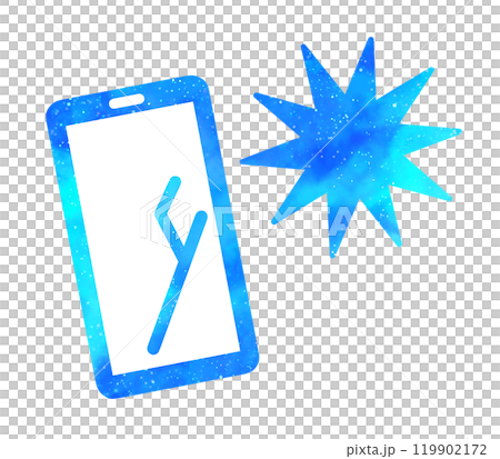 Light blue starry sky | Smartphone with cracked screen 119902172