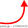 上昇する赤色の矢印のイラスト 119902434