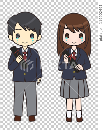Graduating boys and girls in blazers (tears) 119902491