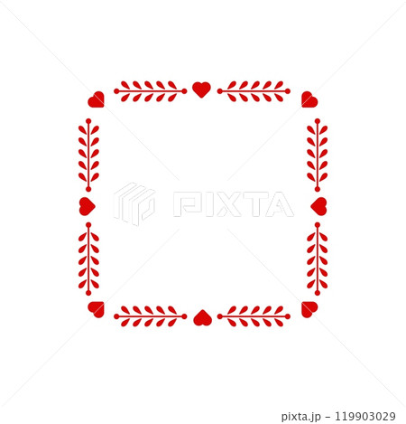 Elegant red frame with heart shapes for romantic cards. 119903029