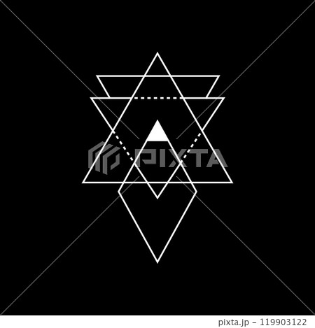 Mystic white triangle with sacred and alchemical lines. 119903122