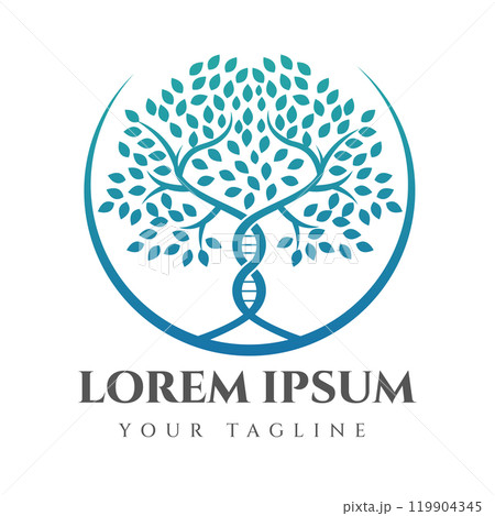 Creative Vector Logo that combines Tree of Life Elements with DNA Structure, This design is suitable for those in the fields of biotechnology, genetics, health, or scientific research. 119904345