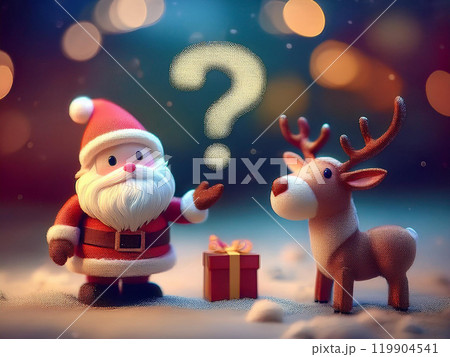 クリスマスに悩んでいるサンタクロースとトナカイ クリスマスに悩んでいるサンタクロースとトナカイ 119904541