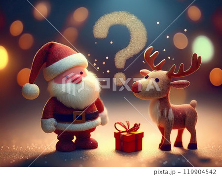 クリスマスに悩んでいるサンタクロースとトナカイ クリスマスに悩んでいるサンタクロースとトナカイ 119904542
