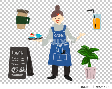 カフェで働く女性のイラスト 119904678