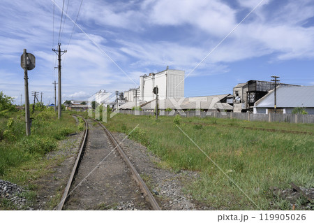 The old railway on the industrial outskirts of the city in summer 119905026