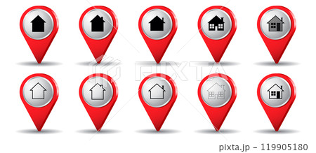 Location pins with house icon - vector illustration 119905180
