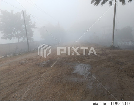 heavy fog and dirty road, without maintenance road heavy fog and dirty road, without maintenance road 119905318