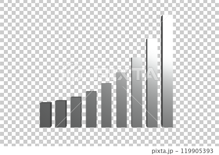Gray Metallic Growing Success Business Bar Graph over Transparent Background 119905393