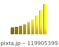Golden Yellow Growing Success Business Bar Graph over Transparent Background 119905399
