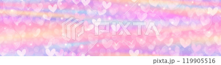 Iridescent kawaii candy sweet unicorn seamless pattern with hearts and fireflies 119905516