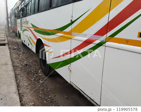 private buses transport station. private bus stand waiting for traveller 119905578