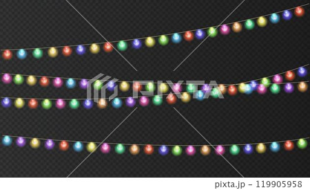 Vector Christmas Festive colorful glowing garland string. Vector Christmas Festive colorful glowing garland string. 119905958