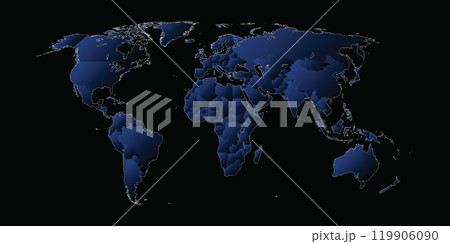 Dark blue world map on black background 119906090