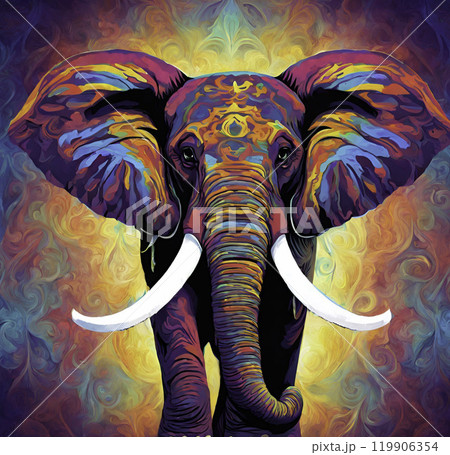 カラフルな象のイラストのイラスト素材 [119906354] - PIXTA