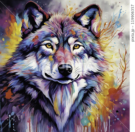 狼の絵 狼の顔のイラスト素材 [119906357] - PIXTA