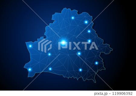 Belarus - country shape with lines connecting major cities 119906392